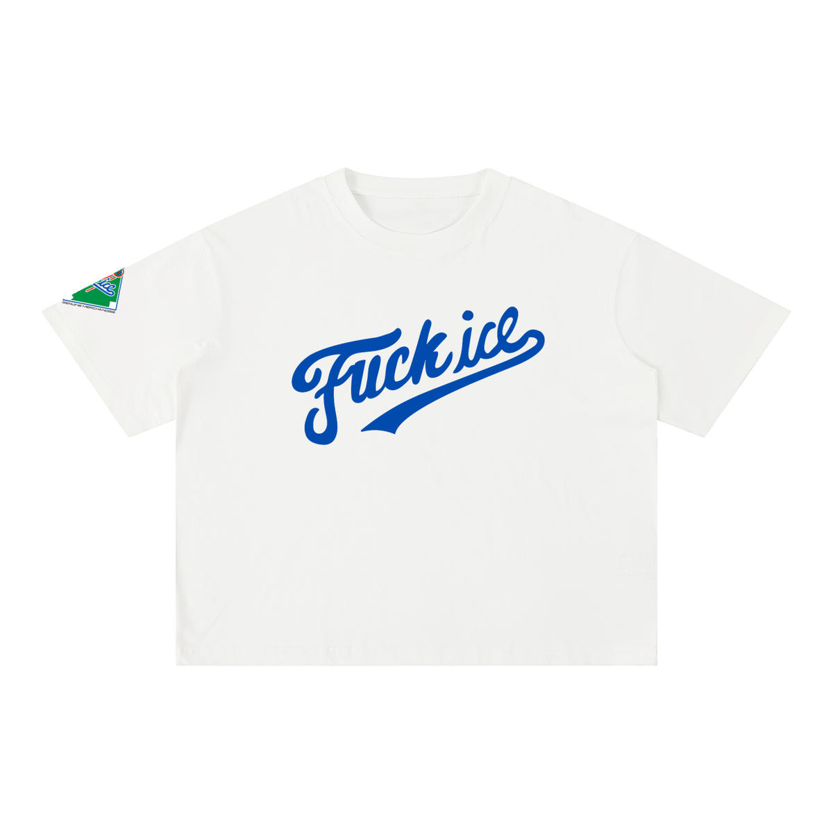 Fuck Ice Baseball Script Tee (White)