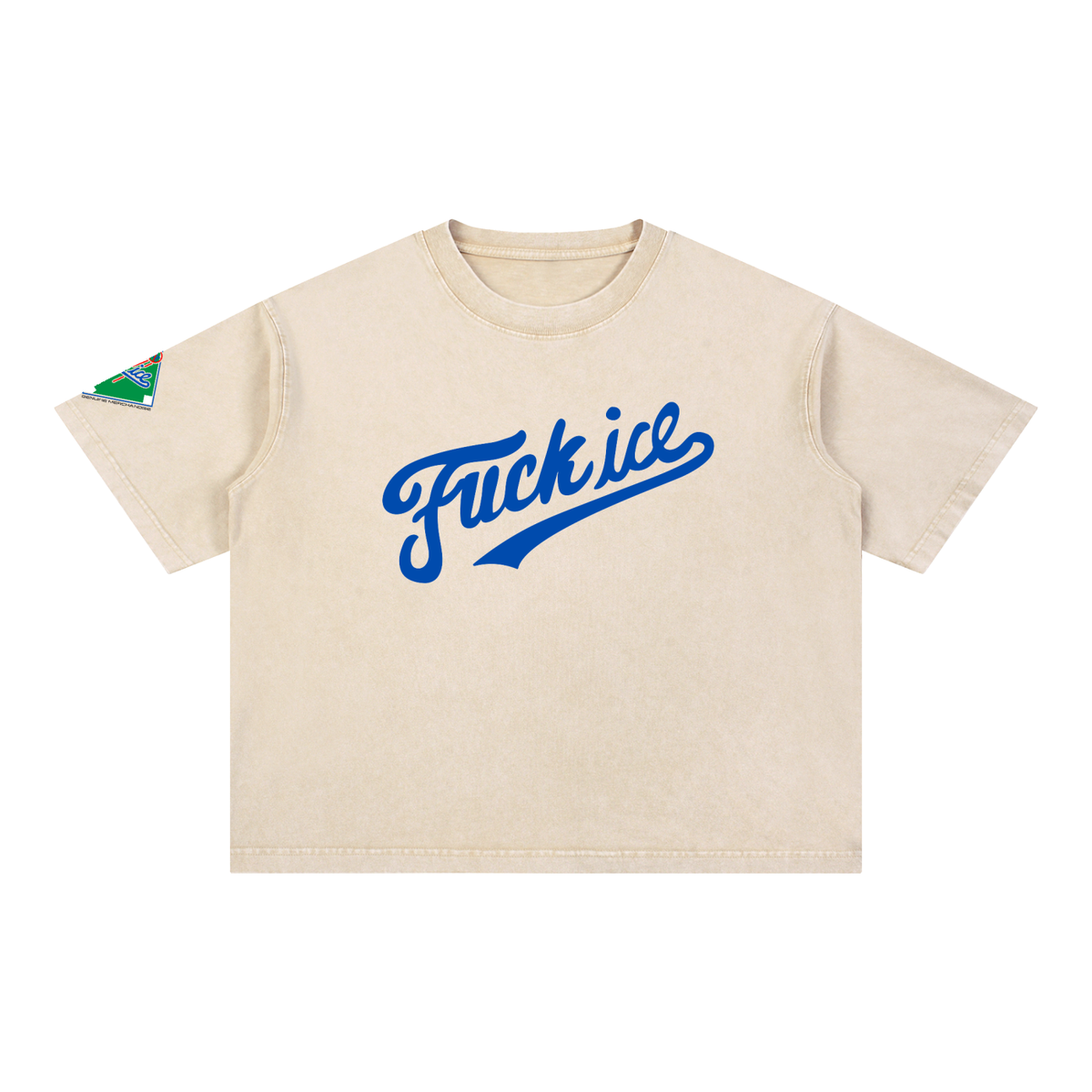 Fuck Ice Baseball Script Tee (Baby Tan)