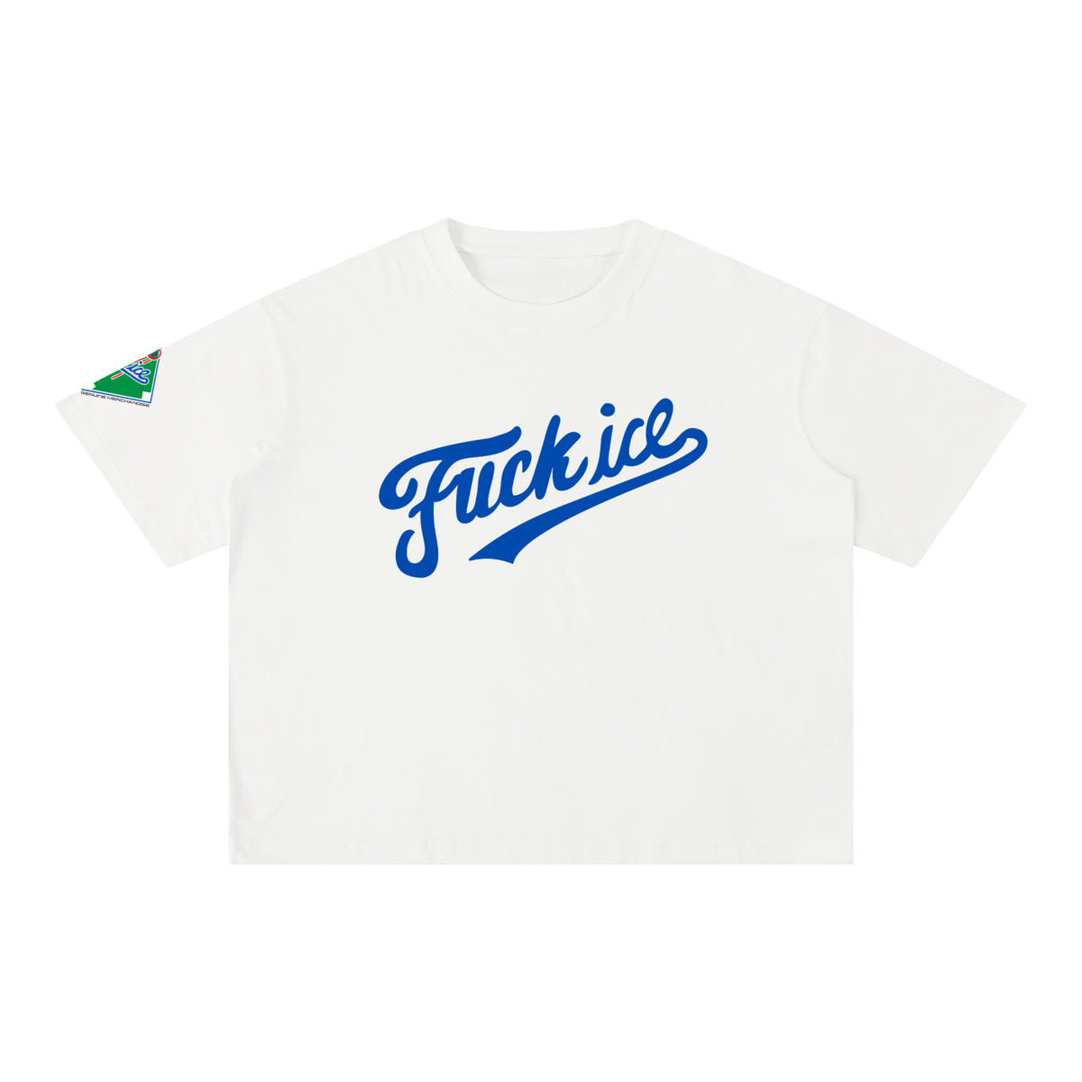 Fuck Ice Baseball Script Tee (White)