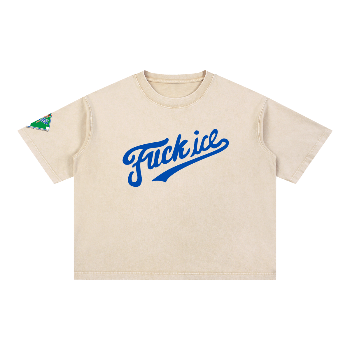 Fuck Ice Baseball Script Tee (Baby Tan)